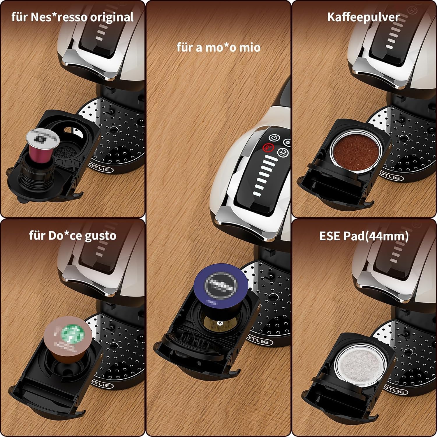 KOTLIE 308A Kaffeemaschine für diverse Kapseln und gemahlenen Kaffee,Weiß