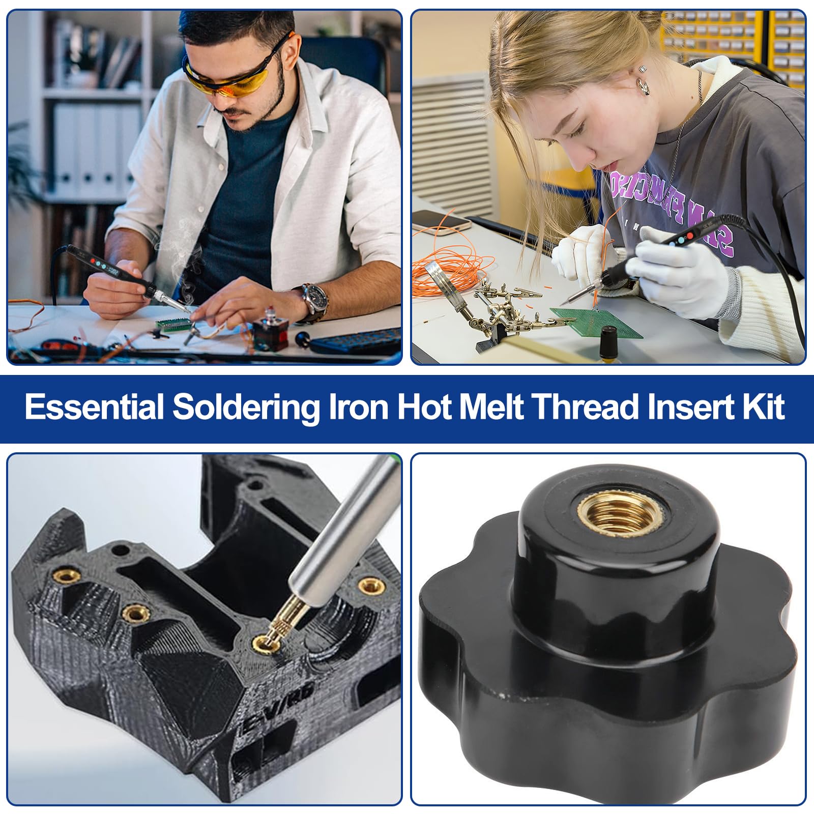 139 Piezas Kit Profesional de Insertos Roscados y Soldadura | Soldador 80W Regulable con LCD + 130 Insertos de Latón M2/M3/M4/M5/M6/M8 + 8 Puntas y Adaptadores | Para Impresión 3D y Modelismo