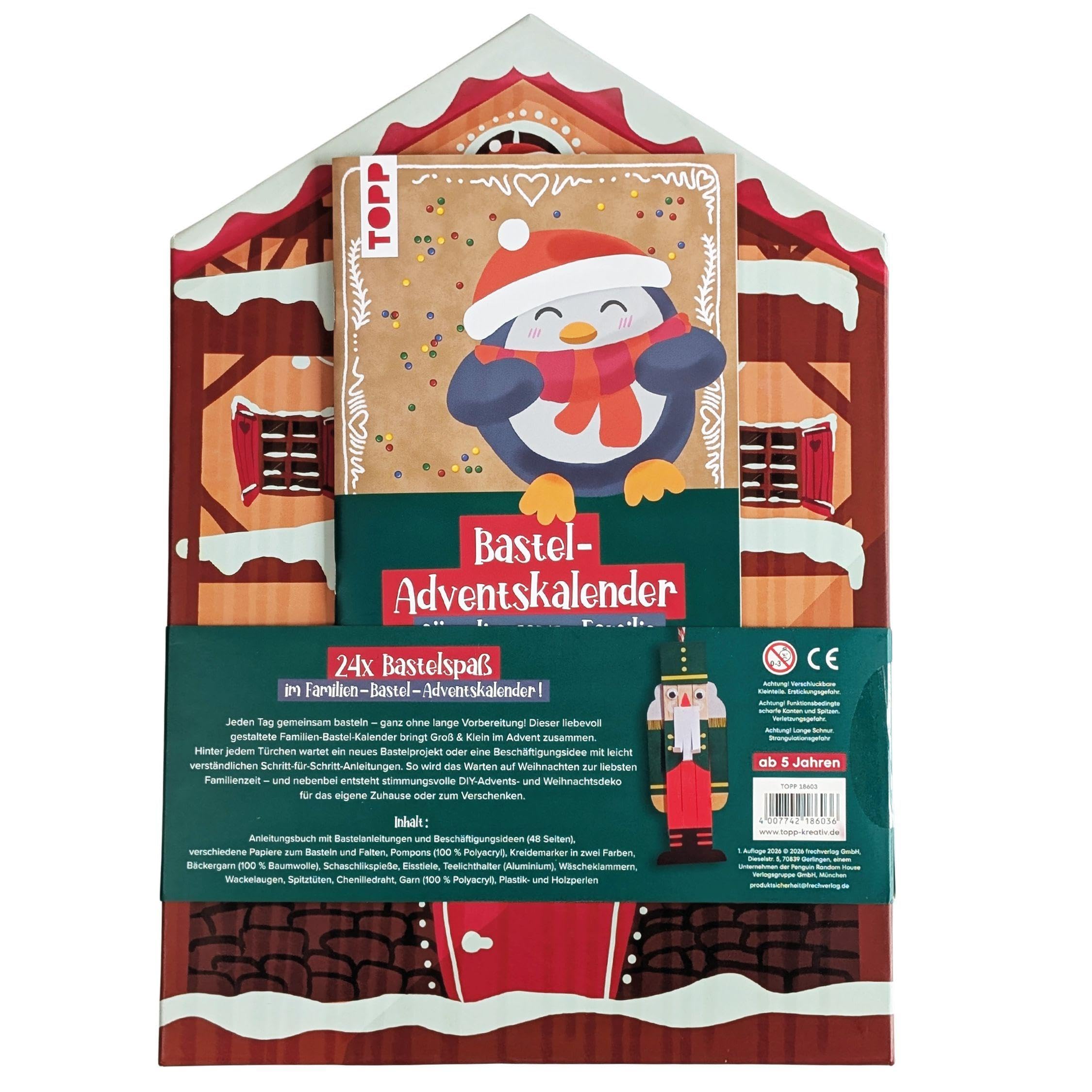 Bastel-Adventskalender für die ganze Familie - Dein kreativer DIY-Adventskalender mit 24 Türchen voller Bastel- und Beschäftigungsideen. Material für 24 Projekten. Mit Anleitungsbuch und Vorlagen