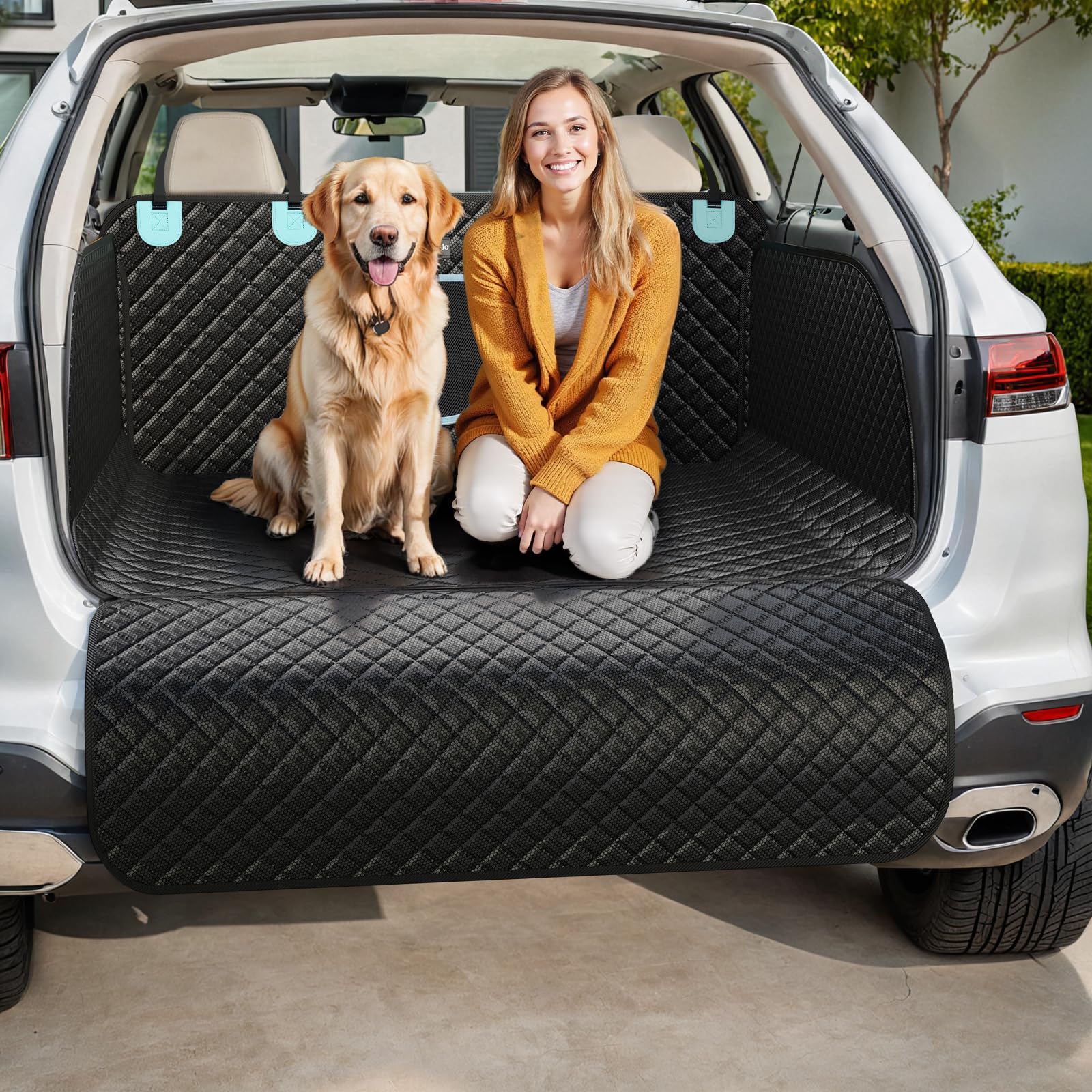 Funda para compartimiento de carga SUV para perros con paneles laterales más altos, cubierta impermeable para maletero de mascotas con Oxford antiarañazos, alfombra para asiento de perro