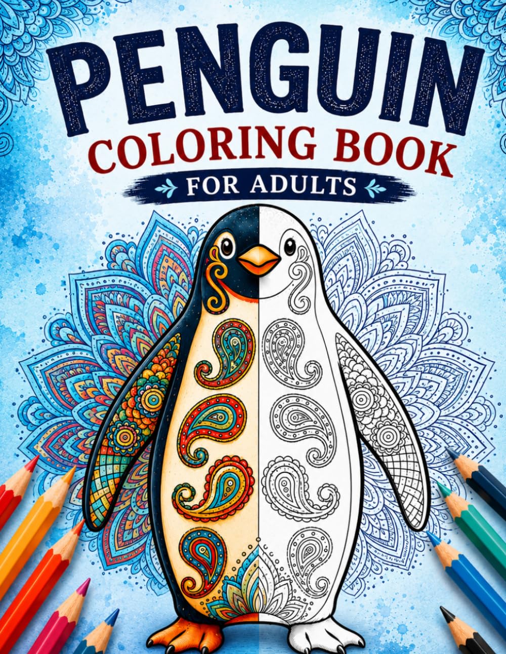 Penguins Coloring Book For Adults: 45 Beautiful Mandala Penguin Designs for Relaxation, Stress Relief and Creative Fun | Single-Sided Pages
