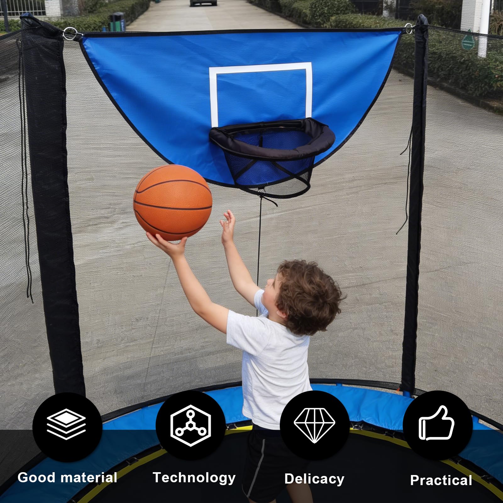Trampolin Basketballkorb: Mini Basketballkorb mit 3 Mini Basketbällen, Basketball Set Trampolin Zubehör, Basketballkorb für Trampolin für IErwachsene Innen und Außenbereich, Blau