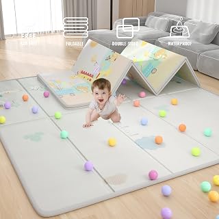 LUTIKIANG Baby Play Mat, 79" X 71" Extra Large Foam Mat, Foldable ＆ Portable Playmat for Babies and Toddlers, Waterproof Baby Mat for Floor, Big Mat for Playpen, Non-slip Crawling Mat for Boys & Girls