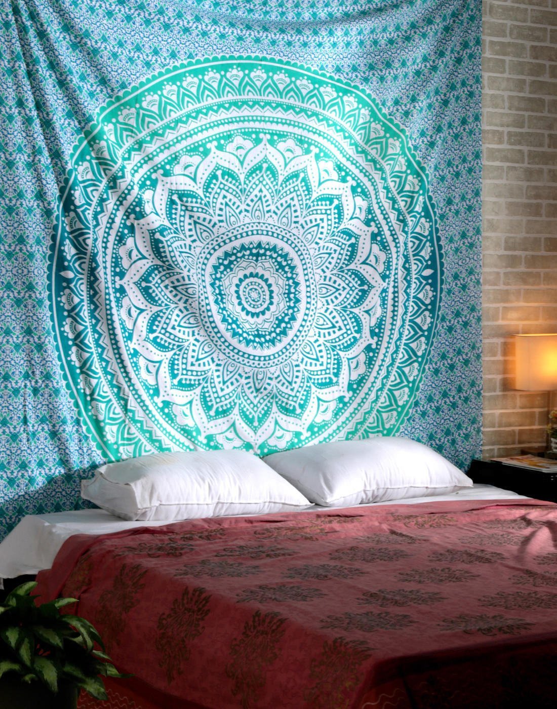Ombre Mandala Tapestry - Pink Boho Wall Hanging -6 Ombre Mandala Tapestry - Pink Boho Wall Hanging -6