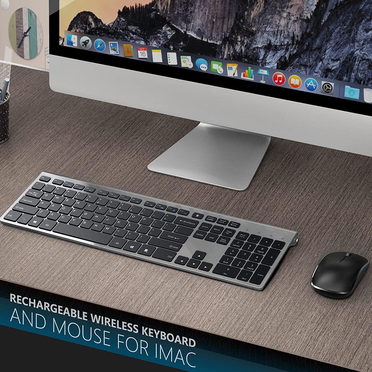 Combo Teclado y Ratón Inalámbrico Recargable 2.4G Ergonómico y Delgado para Windows, PC, Portátil,Tablet J JOYACCESS