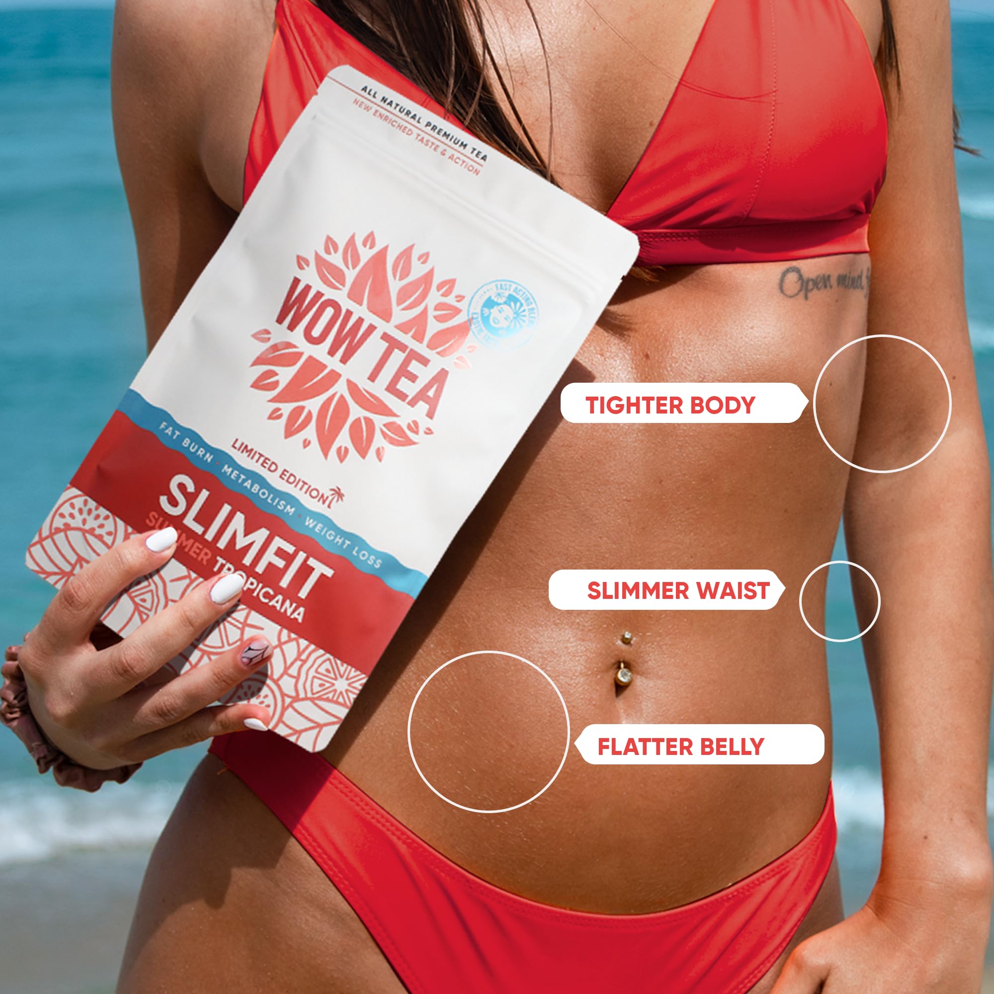 WOW TEA Sоmmer SlimFit Tee - Natürlicher Diät Tee | Schnell wirkende Kräuter zum Abnehmen | Programm für flachen Bauch durch mit grünem Tee | Exotischer Mango-Geschmack | 150 gr, Маde in EU