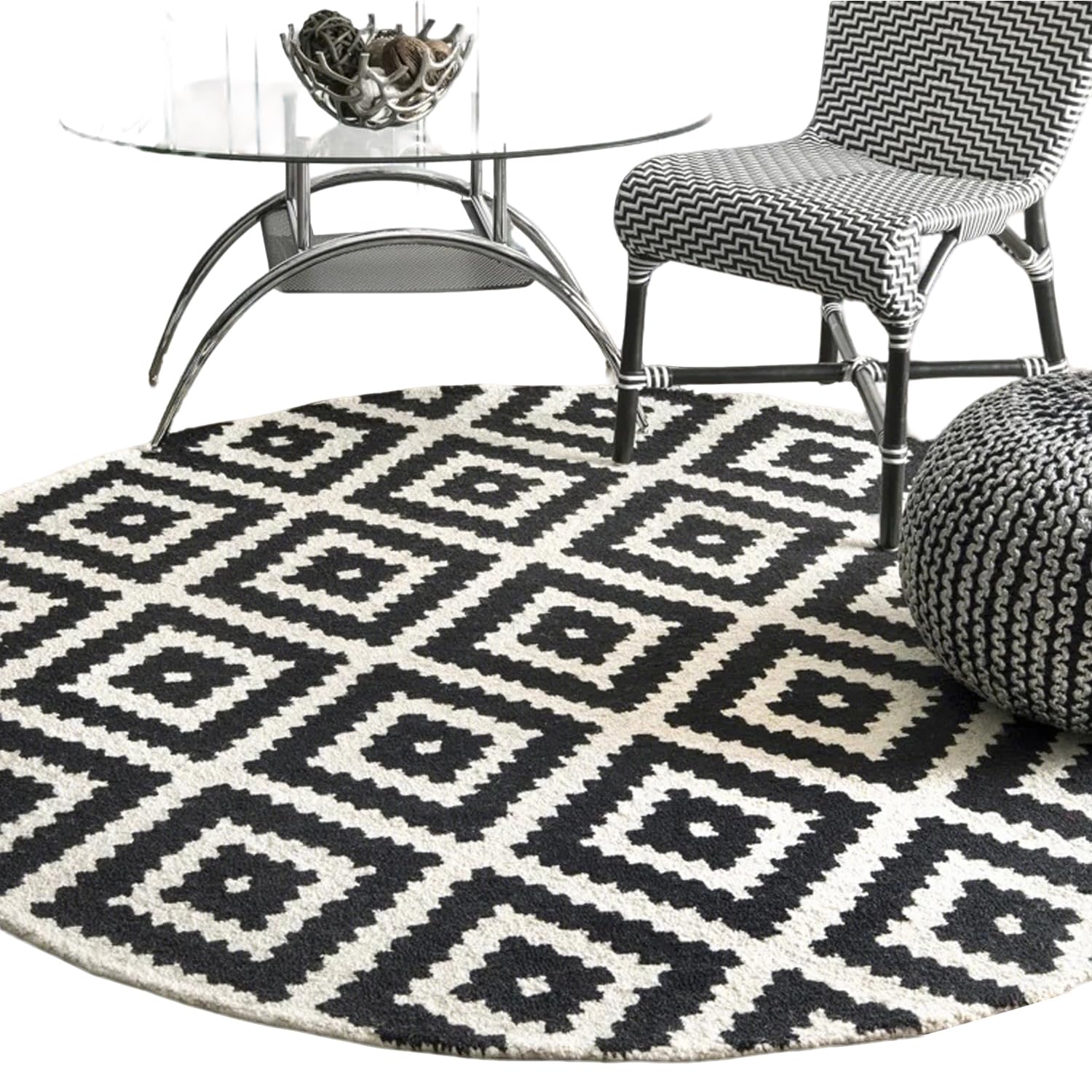 Tapis rond anti-glisse lavable en faux cachemire pour sol de cuisine