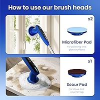 Vista 8 de Cepillo Giratorio Eléctrico 8 en 1, Cepillo de Limpieza Inalámbrico Completamente Impermeable con Pantalla LED, 2 Configuraciones de Velocidad