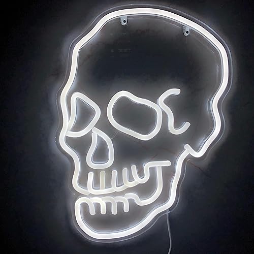 Miniatura 3 de Letrero de neón de calavera de neón, cabeza de fantasma, luz de neón, luz de arte blanca para Halloween, Navidad, luces LED para juegos, decoración