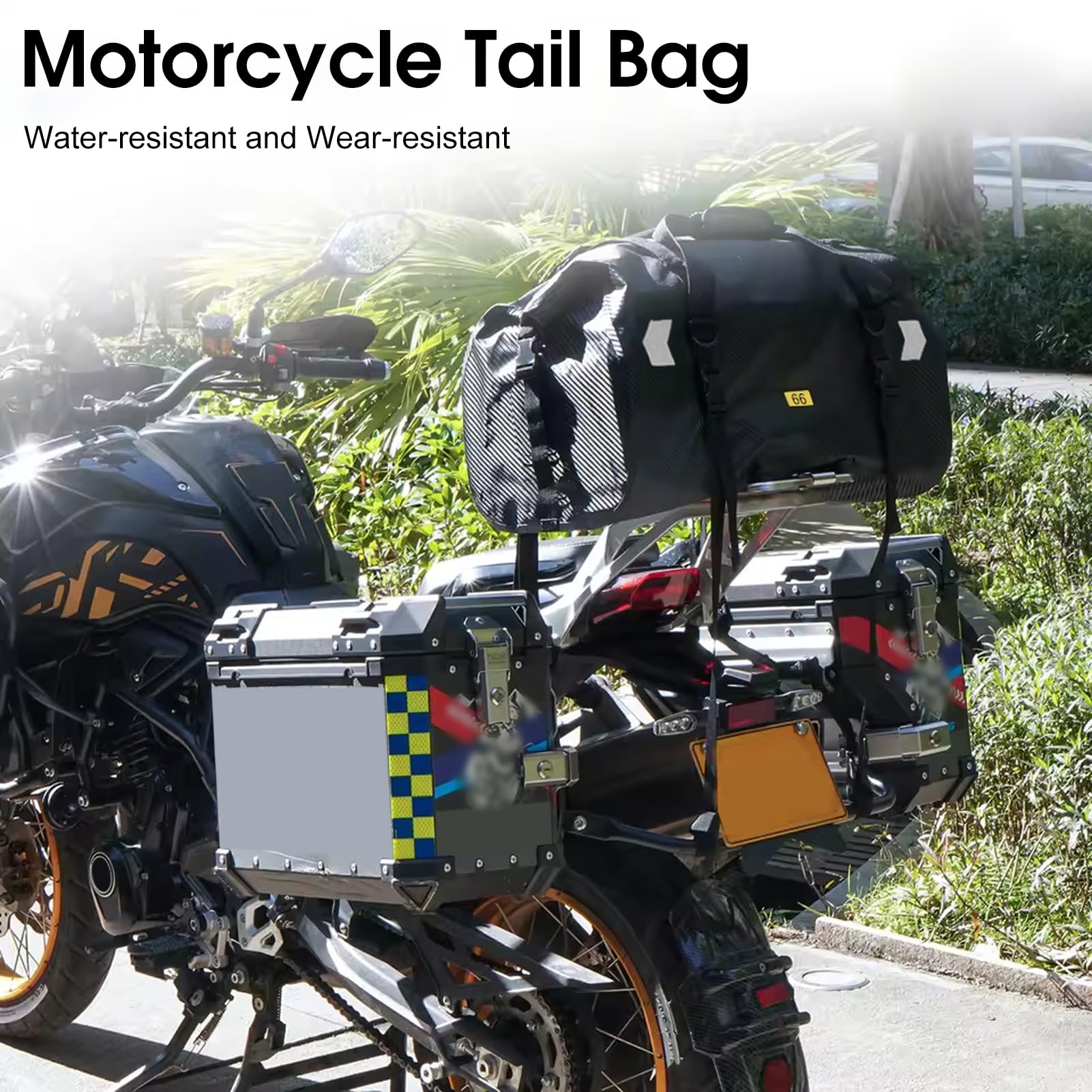 Aoresac Torba na Bagażnik Motocykla materiał powierzchniowy. Przestronne Miejsce do Przechowywania na wycieczki. PVC 40L (66L)