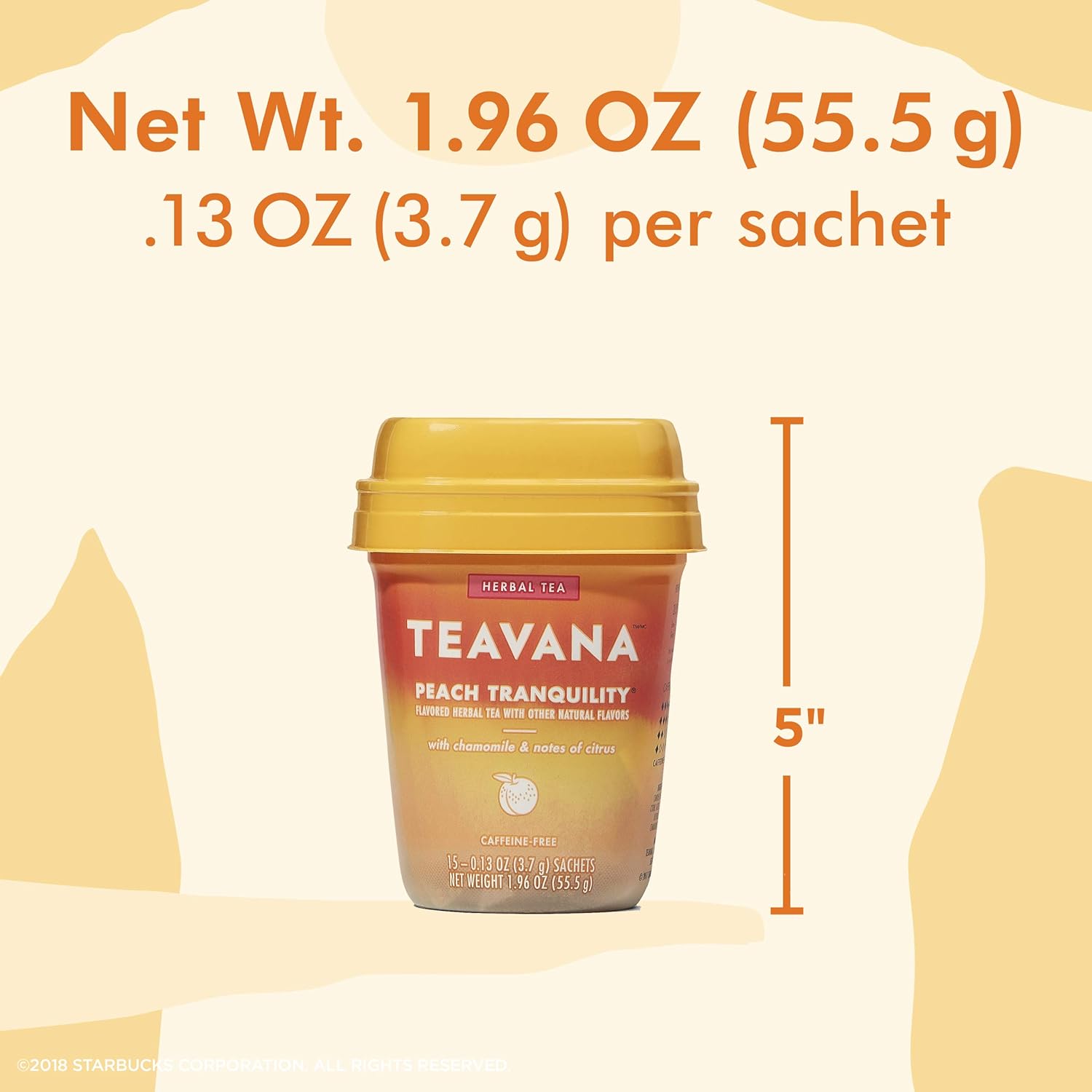 Teavana Peach Tranquility, Herbal Tea with Chamomile and Notes of Citrus, 60 Count (4 Packs of 15 Sachets) : Grocery & Gourmet Food