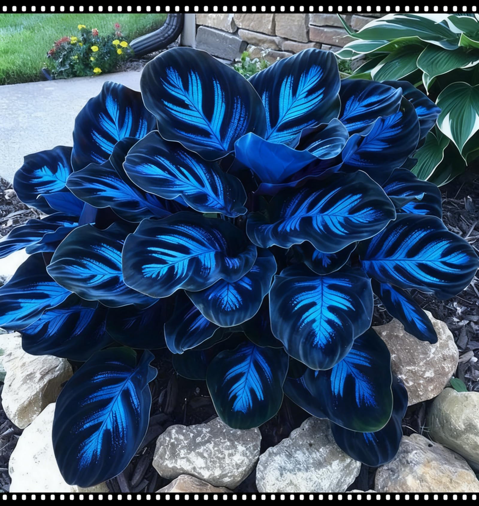 Midnight Blue Heart Hosta Bulbs, Suitable for Shade Planting, Perennial Low Maintenance, Excellent Display-6 Bulbs-D
