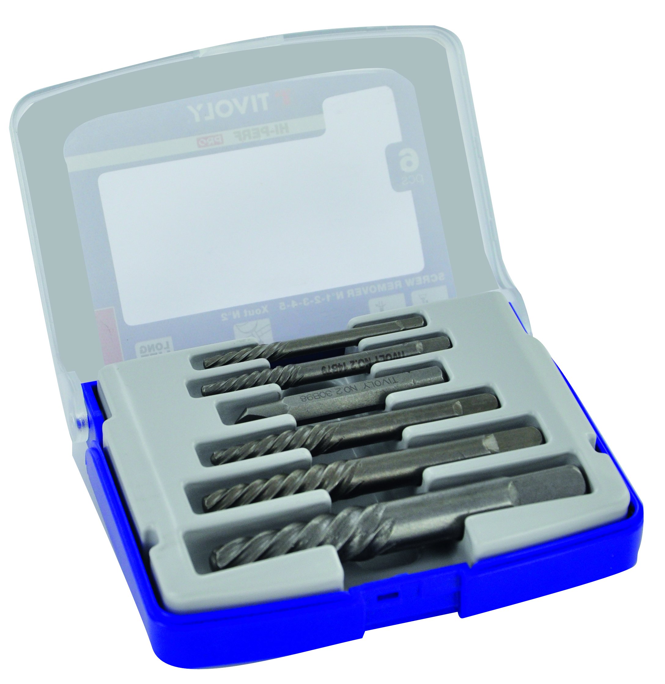 Tivoly 11111070001 Extracteurs de goujons/vis endommagées, Gris, Lot de 6 Pièces & 11901170052 Coffret Clipster Forets avec Extracteur pour extraire les goujons/vis cassées, Gris, Set de 10 Pièces