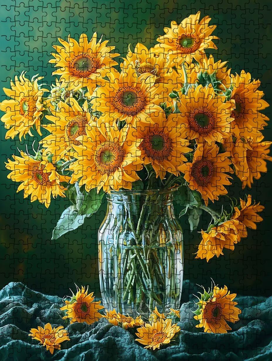 Puzzle 3000 Pezzi, Vaso Di Girasole 3D Puzzle per Adulti Impegnativo, Educa Puzzles Artistico, Divertente E Stimolante Puzzles Decorativo per La Famiglia, Regalo e Decorazione Pareti DX0YL6-924