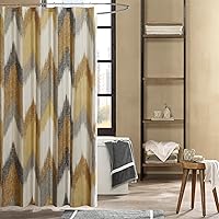 Vista 8 de INK+IVY Alpine - Cortina de ducha de algodón impresa con patrón abstracto moderno, lavable a máquina, decoración de baño para el hogar