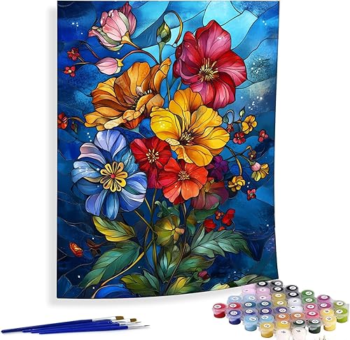 Miniatura 8 de Pintura por números para adultos, paisaje, pintura al óleo de cascada de aurora, kits de pintura acrílica por números para niños adultos