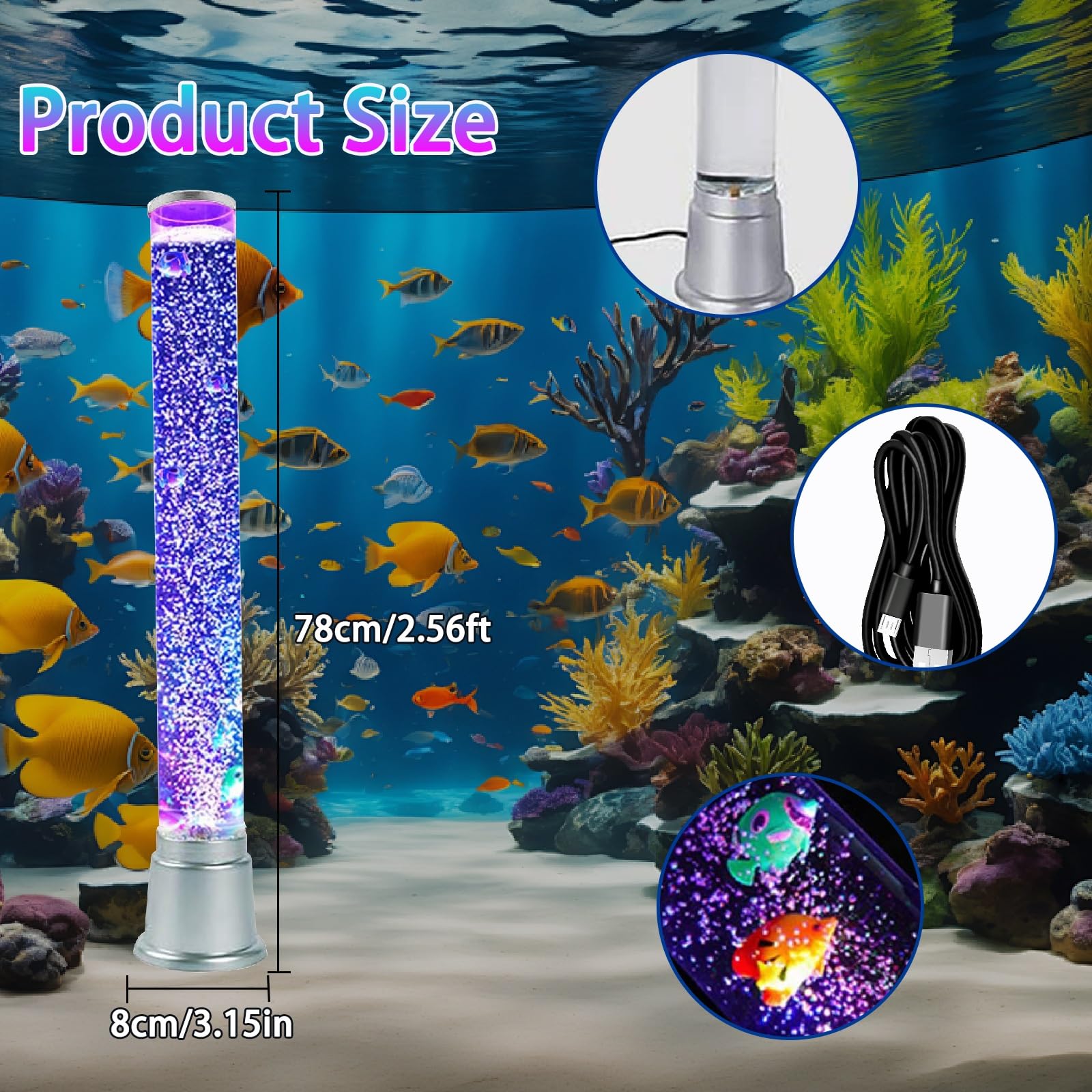 Lámparas de Lava sensoriales LED de Escritorio con Forma de pez: Burbujas relajantes ASMR for calmarse, Juguete sensorial Perfecto for el Autismo con Luces LED.