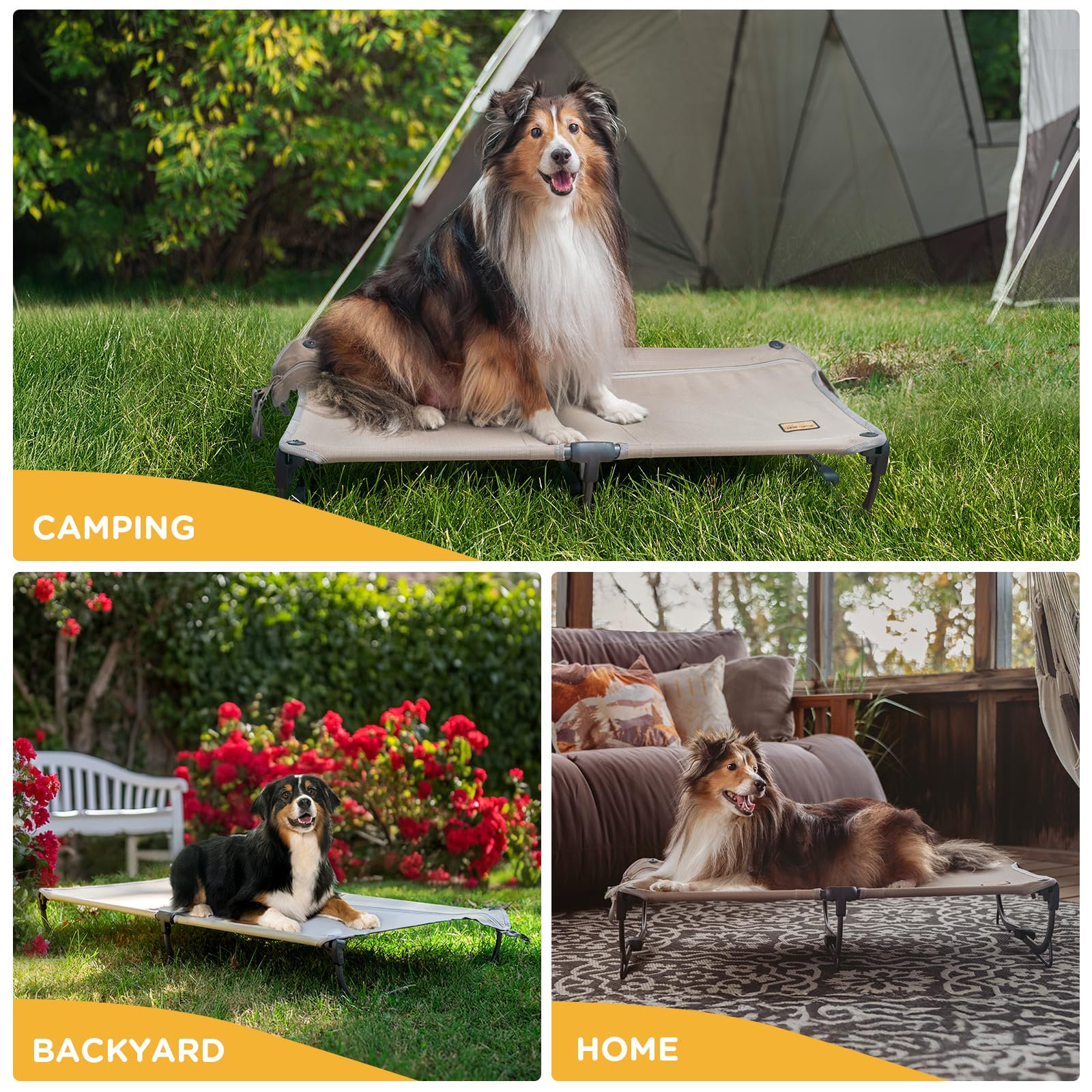 Daisy Cot, Medium Foldable Elevated Dog Bed, Portable Raised Outdoor Folding Dog Cot, Cooling, Chew Proof, Waterproof, Heavy Duty Up to 160 lbs for Camping/Home, Brown, 32"x 19"x6" - image 8