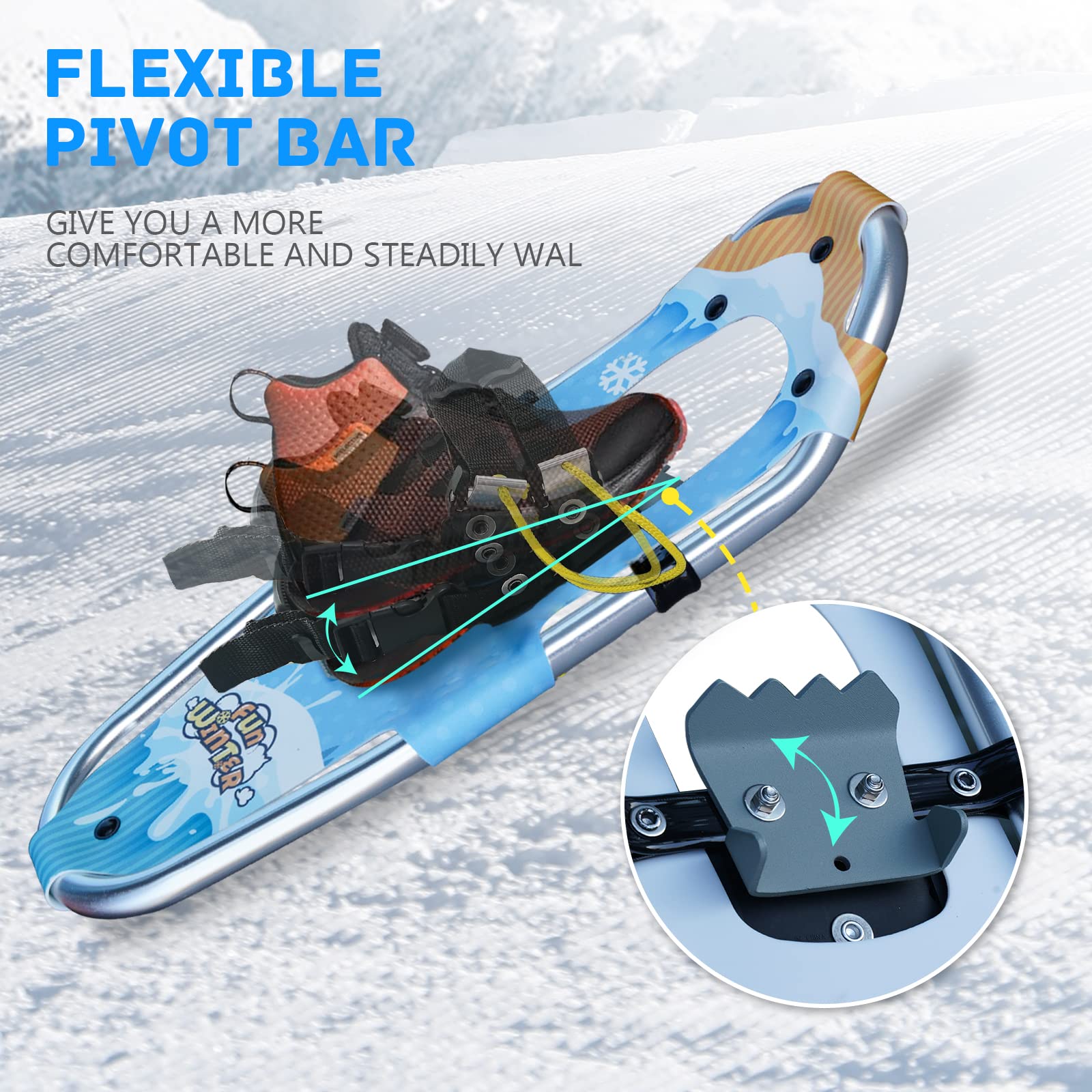 FunWater Racchette da neve leggere 3 in 1 per uomo e donna, in alluminio, con misure regolabili, per trekking, attrezzature da montagna, escursioni sulla neve, antiscivolo, set da