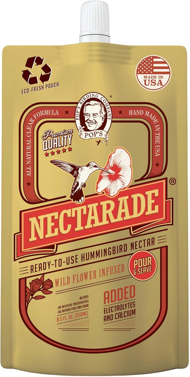 POP'S Nectarade Hummingbird Nectar, Ready to Use (8.5 oz) | USA Made Premium Humming Bird Food - Dye Free, Natural Ingredients (Ready to Use, All Natural Clear Formula, 8.5 oz (4Pack)) : Patio, Lawn & Garden
