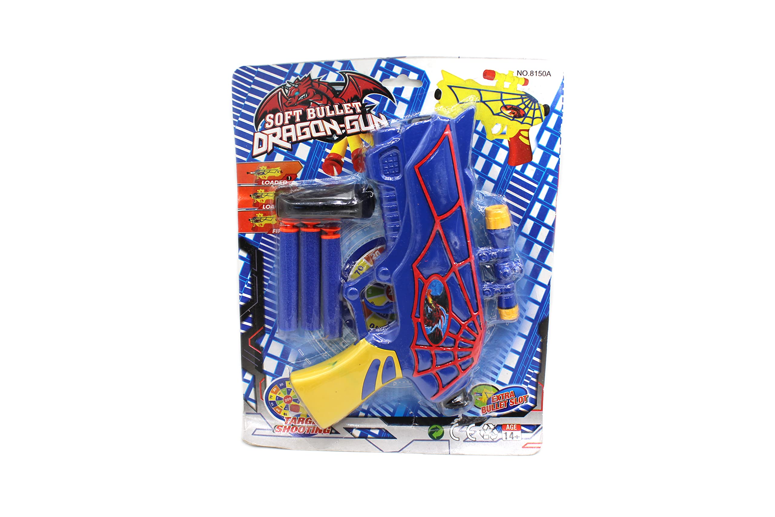 Neoinsta Medium Size Plastic Realistic Manual Gun Toy for Kids with 3 Free Soft Foam Bullets|Weapon Toy|Pistol Toy|Single Barrel|Shooting Gun Toy (Blue)