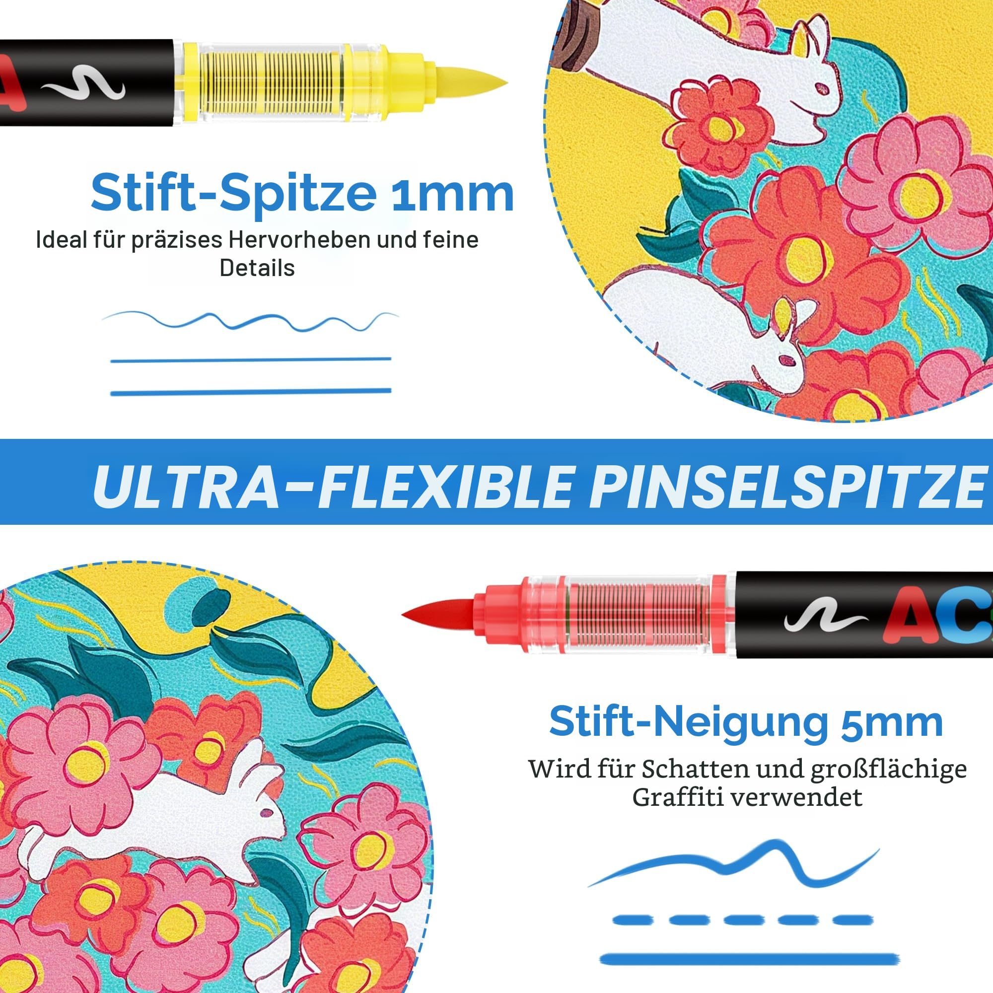 Guangna Acrylstifte Marker Set für Stoff, Leinwand, Glas, Holz und Papier (168)