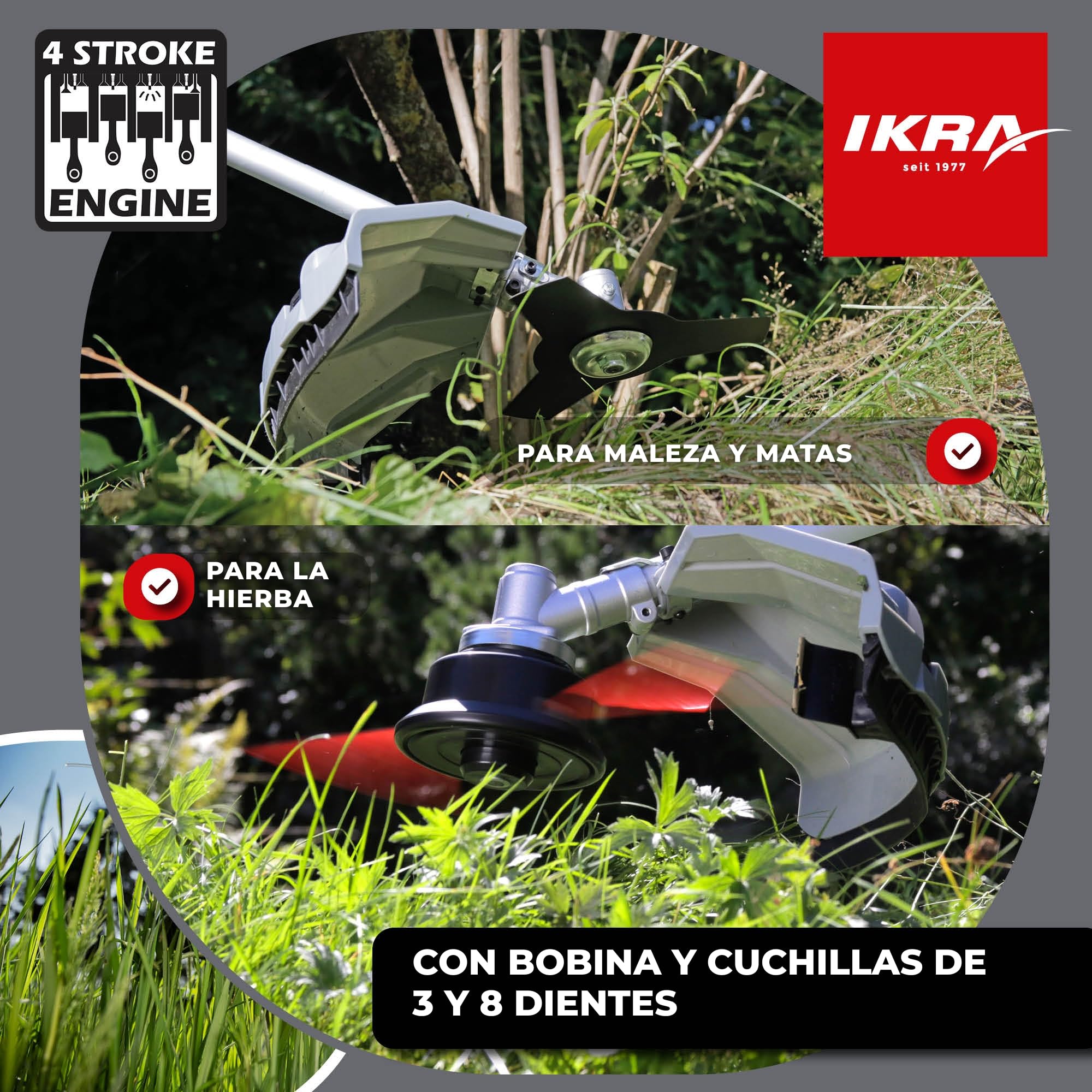 IKRA desbrozadora a Gasolina IBF 31-4, con un Amplio Surtido de Accesorios