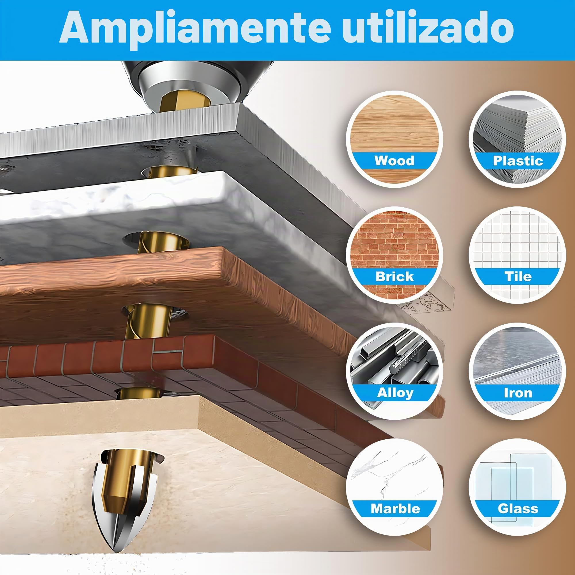 12 Piezas Brocas Porcelanico, Broca Ceramica Ø 3-12 mm, Juego Hexagonal Brocas para Azulejos, Metal, Pared, Ladrillo, Vidrio, Plástico, Madera