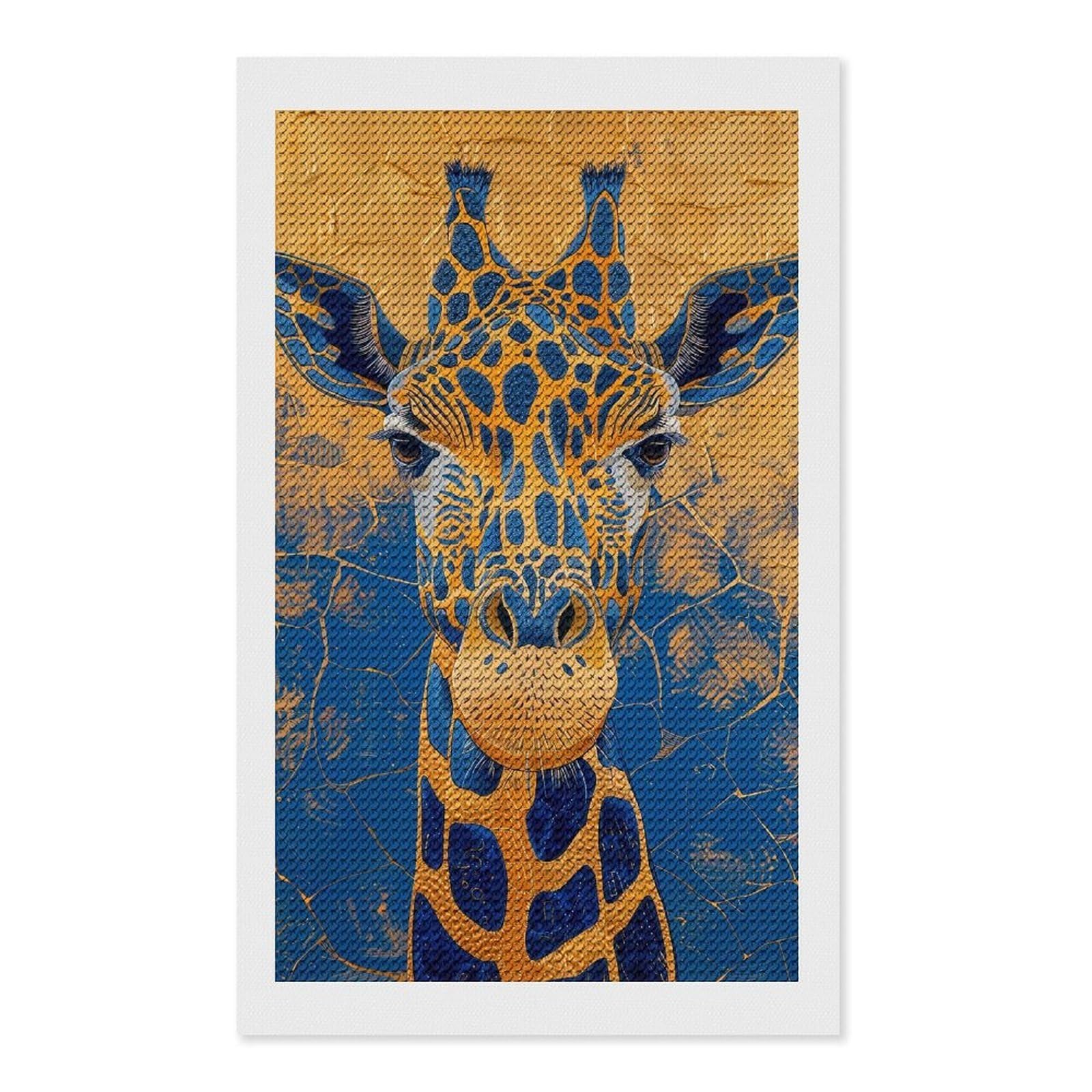 Junmoney Royal Giraffe DIY Diamond Art Canvas Kit 12"x20", for Teens, Finish and Display, Holiday Gift Idea, Vintage Style Decor