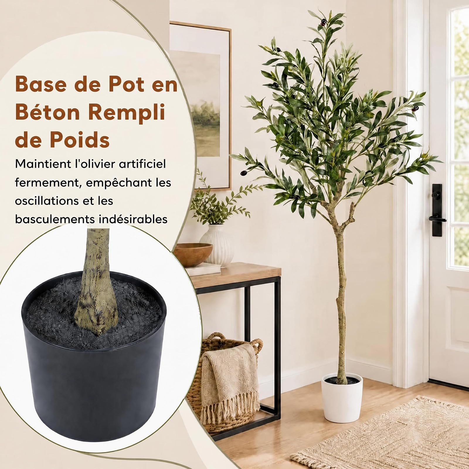 LIFEZEAL Olivier Artificiel en Pot de 150 cm/190 cm, 150 cm,2