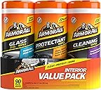 Armor All Protectant, Glass and Cleaning Wipes, Wipes for Car Interior and Car Exterior, 30 Count Each (Pack of 3)