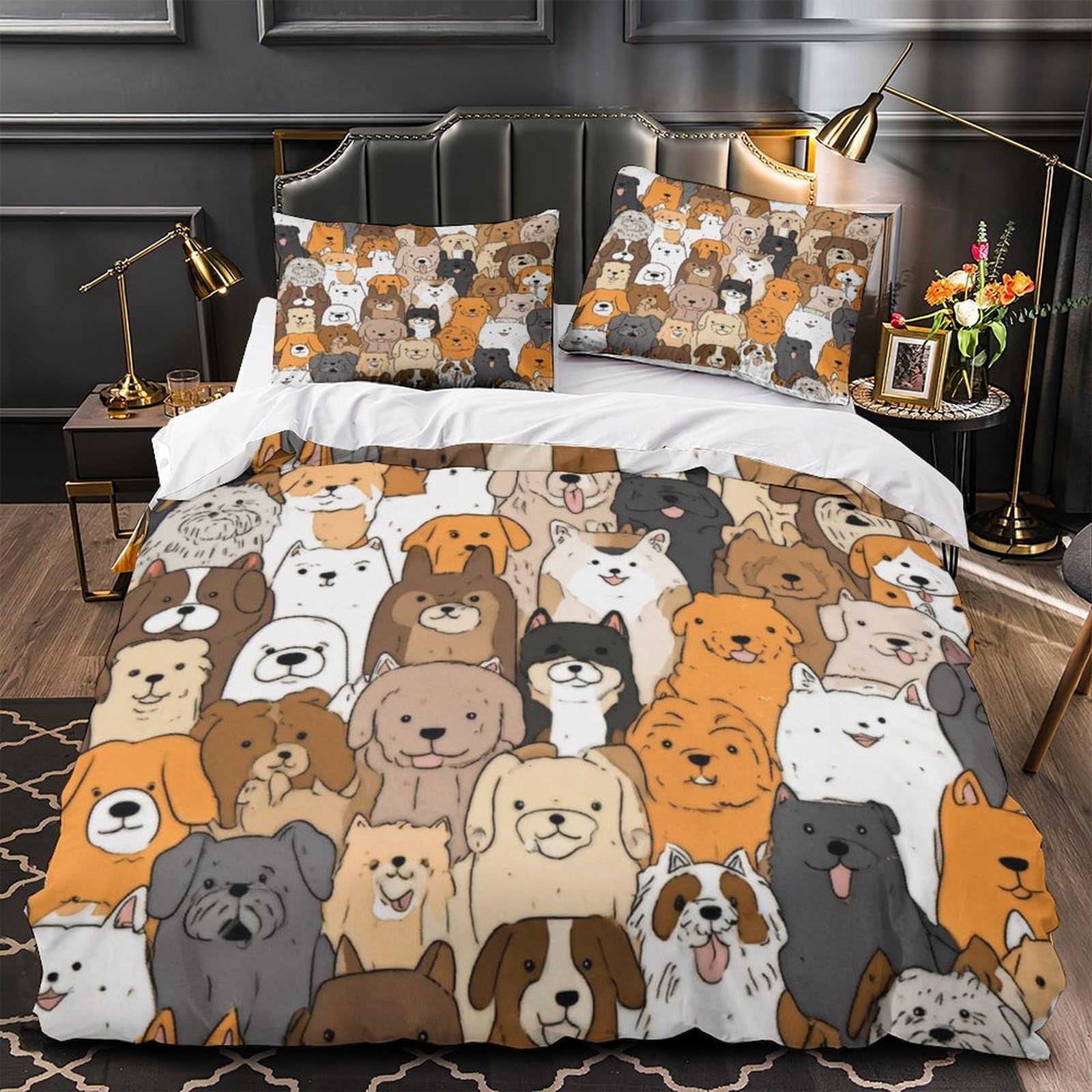Housse de couette dinosaure hypoallergénique microfibre douce 3D
