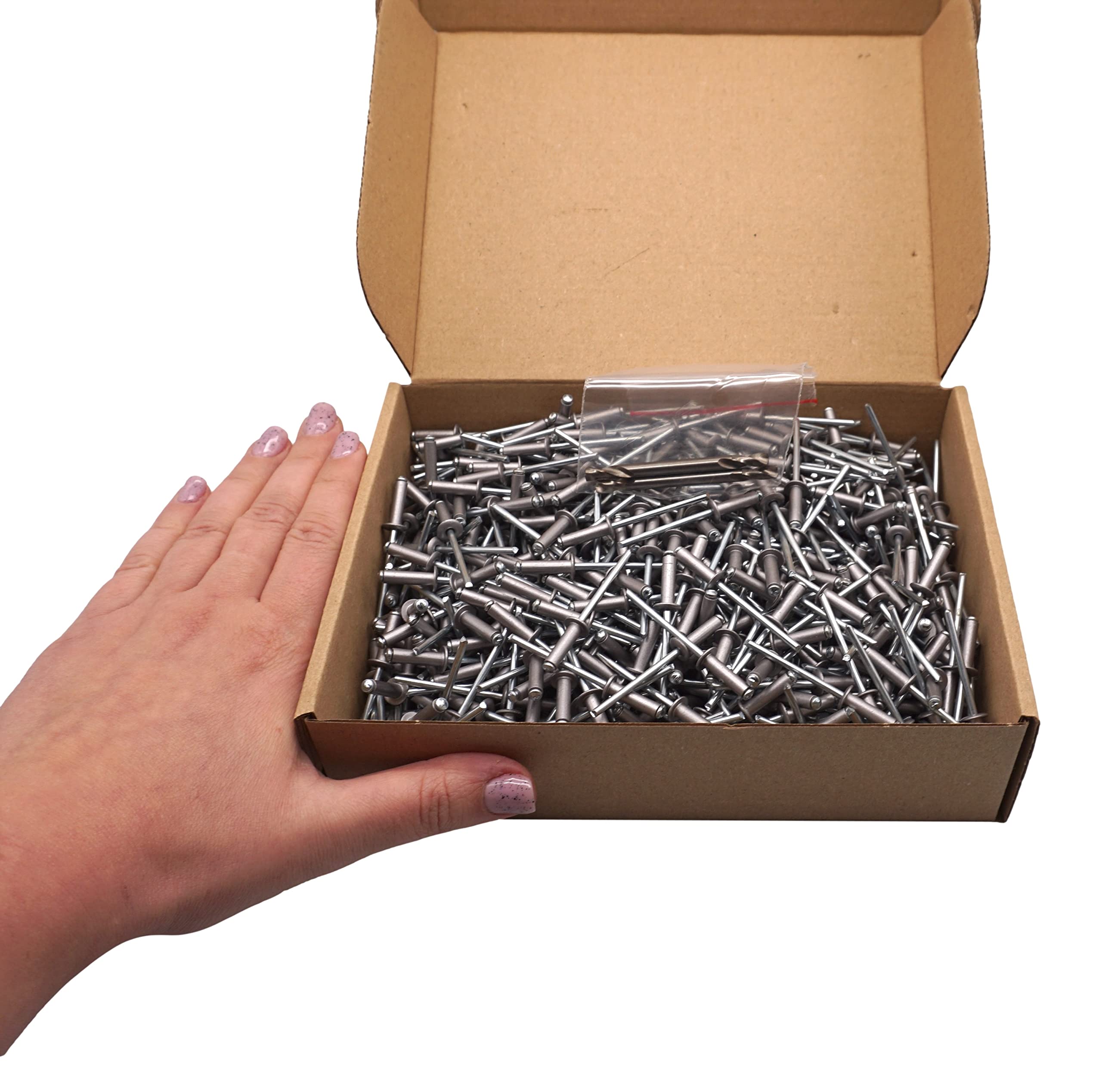 700 Stück Blindnieten 4,0x14 Mm Aluminium - Lackierte Popnieten Mit Bohrern Grau RAL 9007