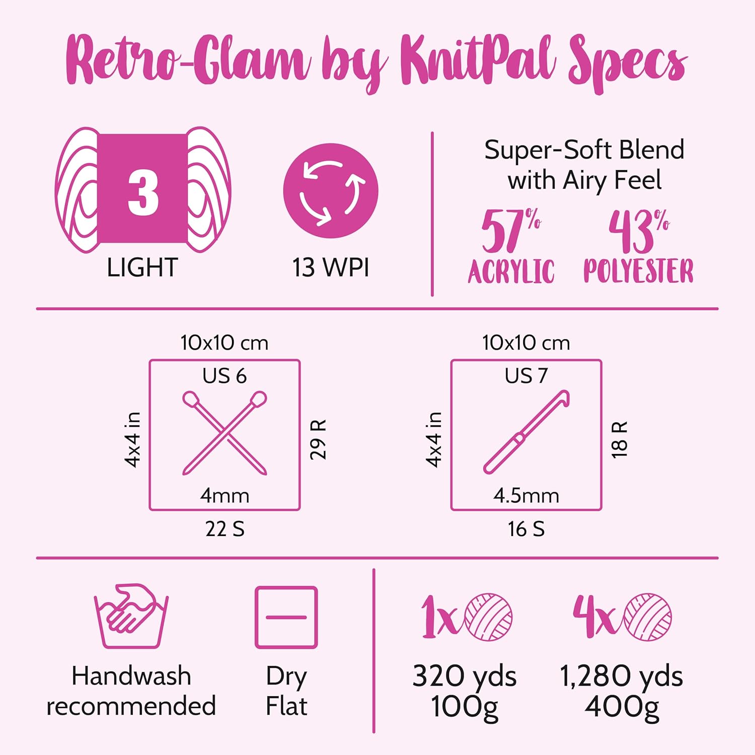 Retro-Glam Metallic Yarn for Crocheting, 4-Pack (1280Yds / 400G), Free Patterns - Sparkle Yarn for Knitting - 3 DK Light Worsted Weight - Royal Purple