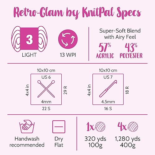 Miniatura 4 de Retro-Glam - Ovillo de lana metálico dorado para tejer, paquete de 4 unidades (1280 yardas14.11 oz), patrones libres, hilo brillante para tejer,