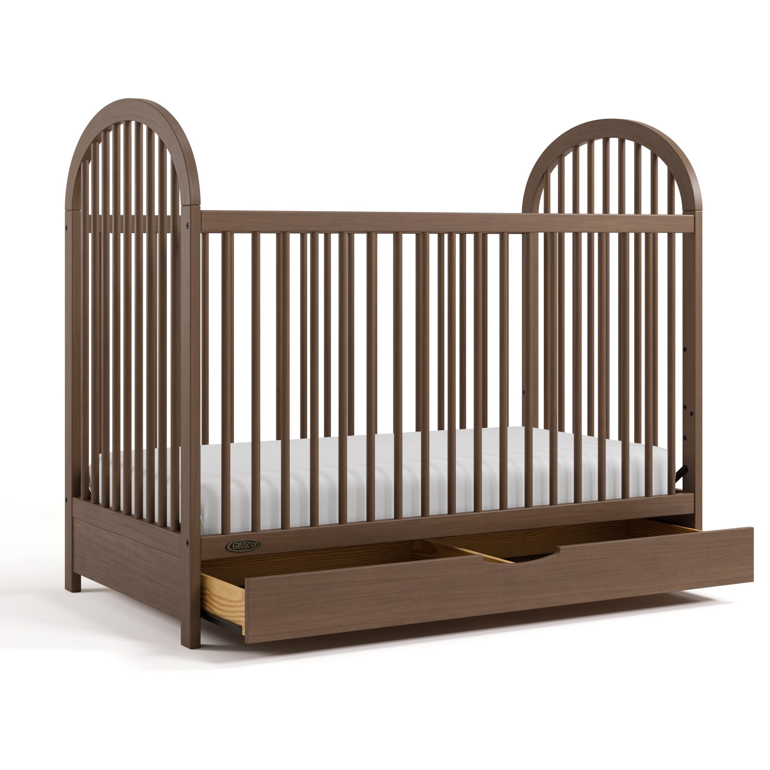 Graco Olivia 3-in-1 Convertible Crib with Drawer, Hazelnut