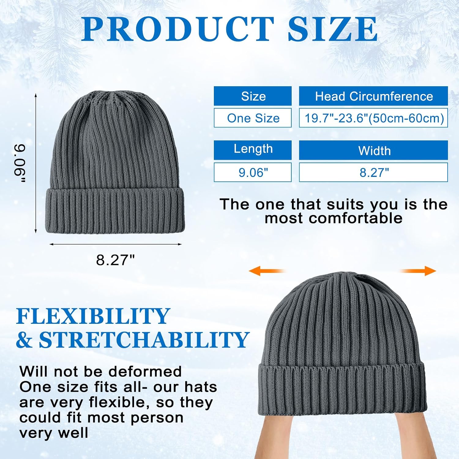 Syhood 6 Pieces Women Men Beanie Winter Hat Gloves Set, Thick Warm Knitted Skull Cap Touchscreen Gloves Unisex