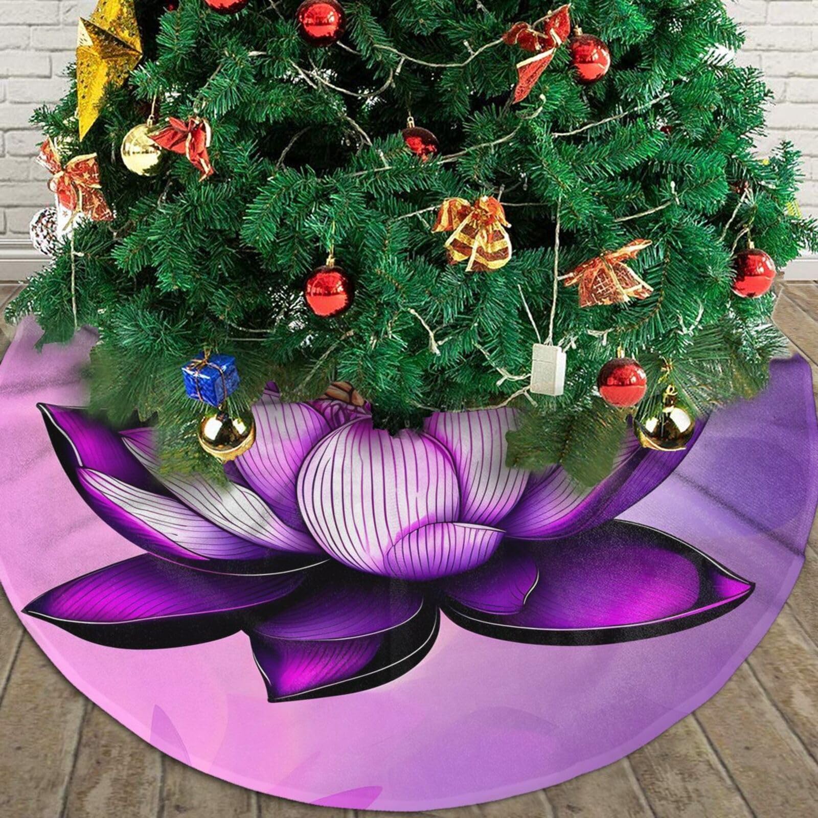 Gonna Per Albero Di Natale Viola 91 Cm – In Velluto Con Paillettes – Copribase Rotonda Glitterata MODFUNS - 2