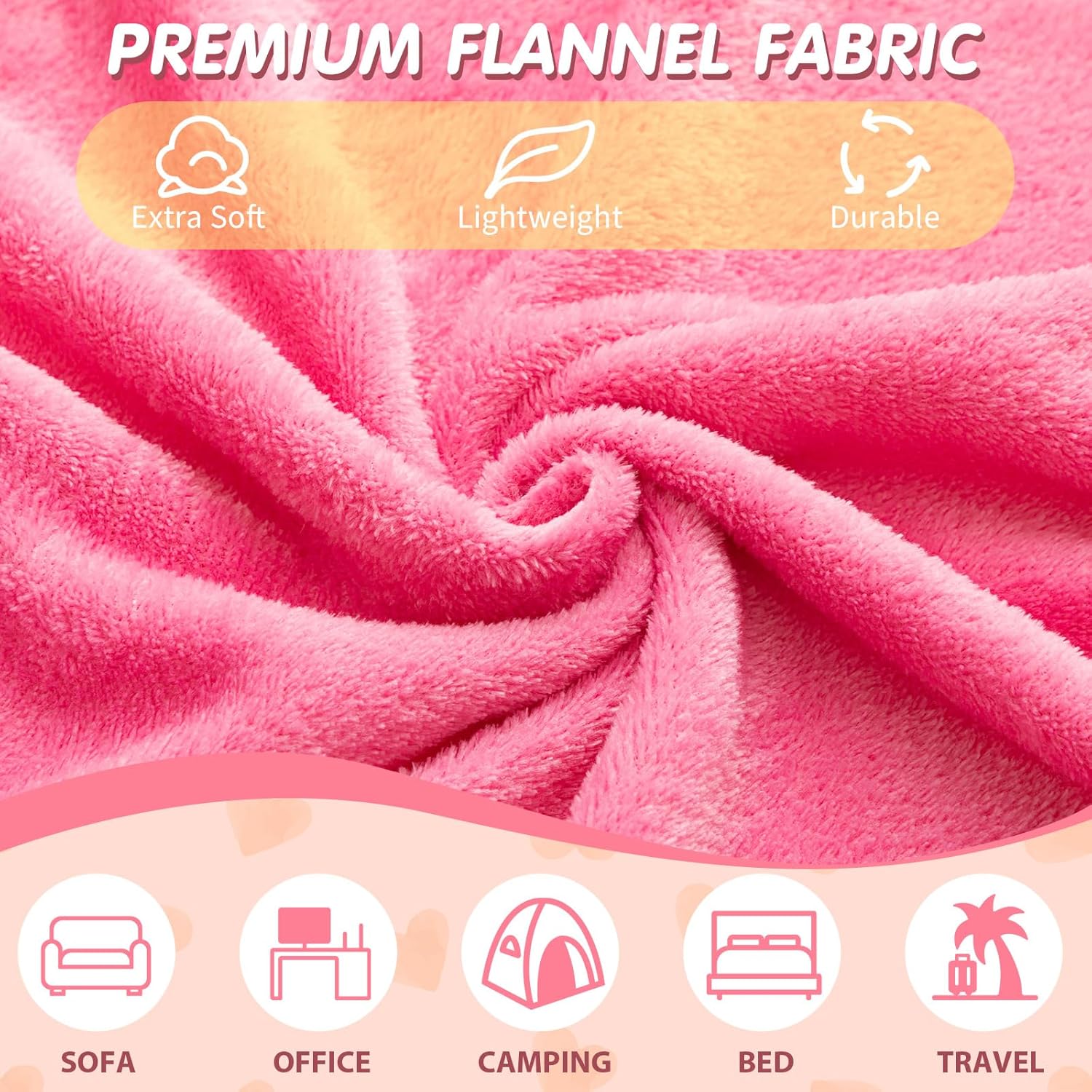 18 Pcs Kids Sleepover Party Supplies Set for Girls Fleece Soft Blankets Fluffy Heart Throw Pillow Plush Sleep Eye Mask for Spa Camping Birthday Favors(Pink,Jade,Dark Pink) - Image 3