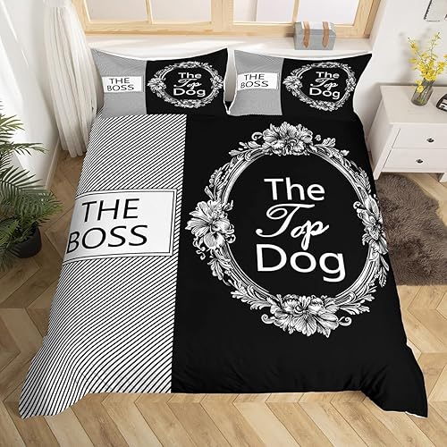 Miniatura 27 de Erosebridal Juego de funda de edredón para parejas, color rojo y negro, tamaño Queen, Queen of Everything King of What Left Funda de edredón