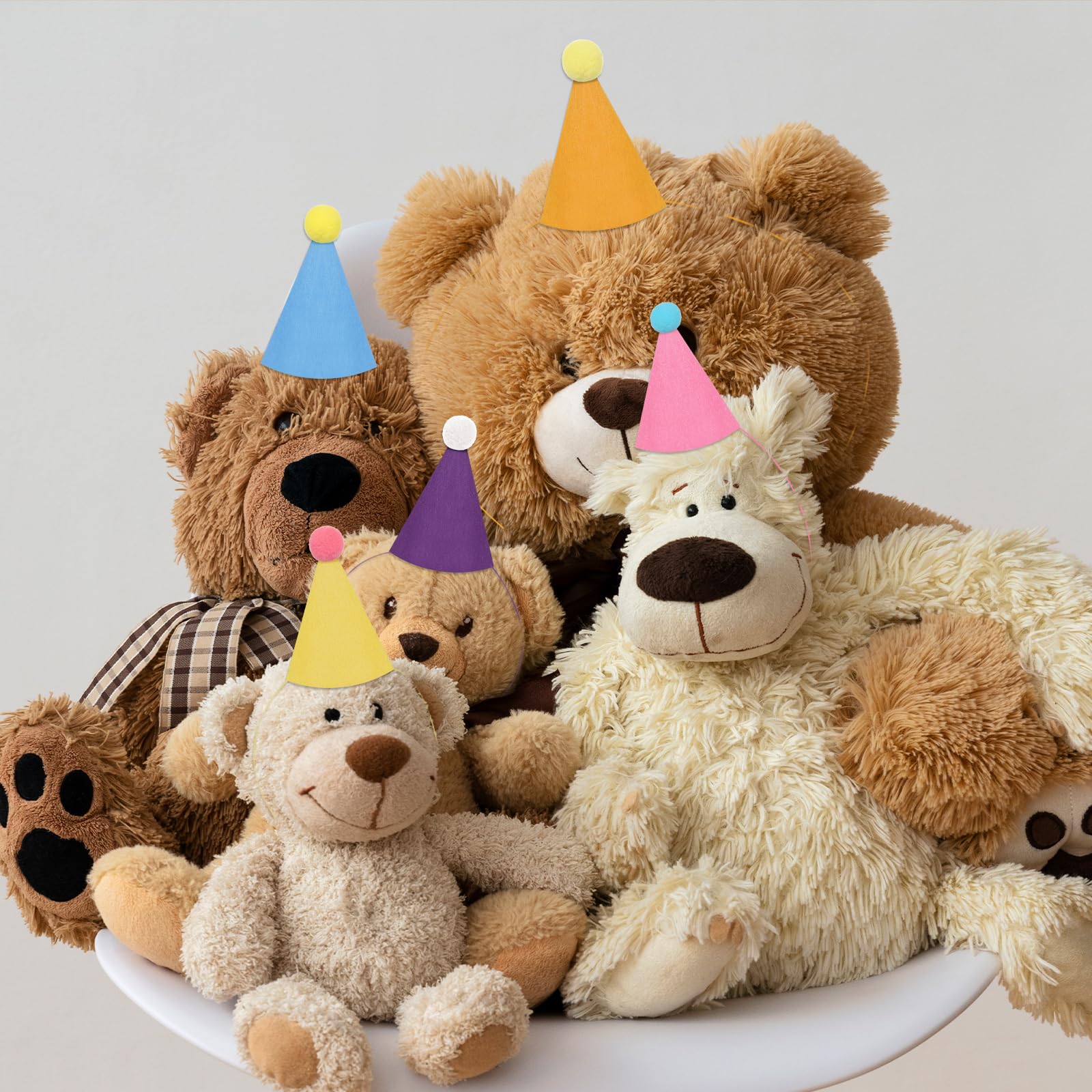 12 mini cappelli colorati per feste, graziosi cappelli per cani con pompon per gattini, conigli, cani e animali di peluche