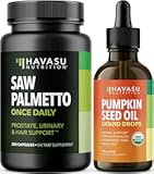 USDA Organic Pumpkin Seed Oil Drops (60 Servings) & Saw Palmetto Supplement Capsules (200 Servings)