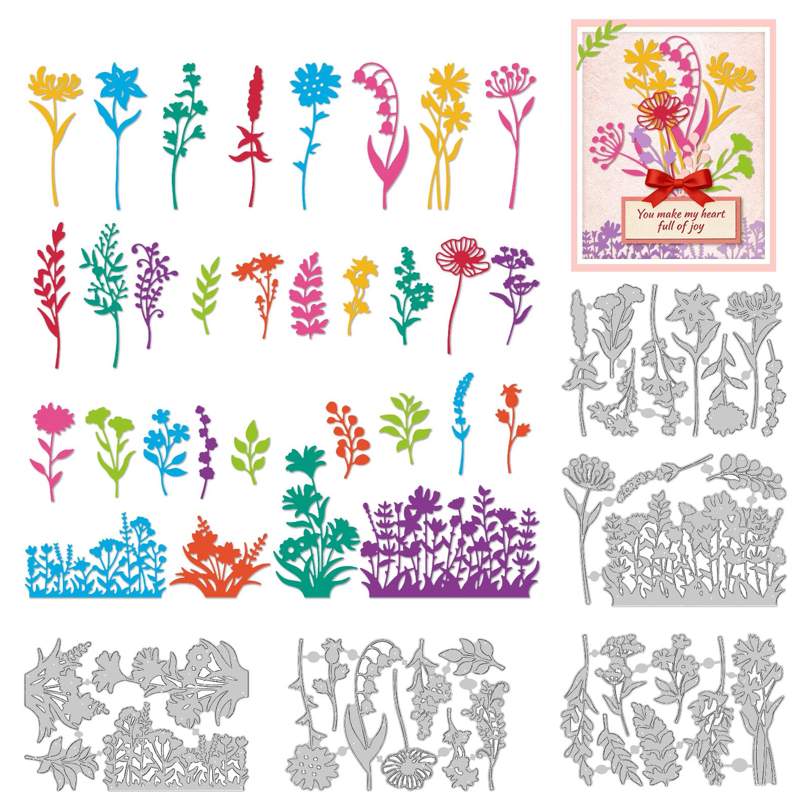 TWINKLEMON 5 Set Wildflowers Cutting Dies for Card Making, 31 Style Flower Metal Die Cutting, DIY Craft Dies Embossing Tools for Making The Cut Scrapbooking Christmas Invitation Cards Album Birthday
