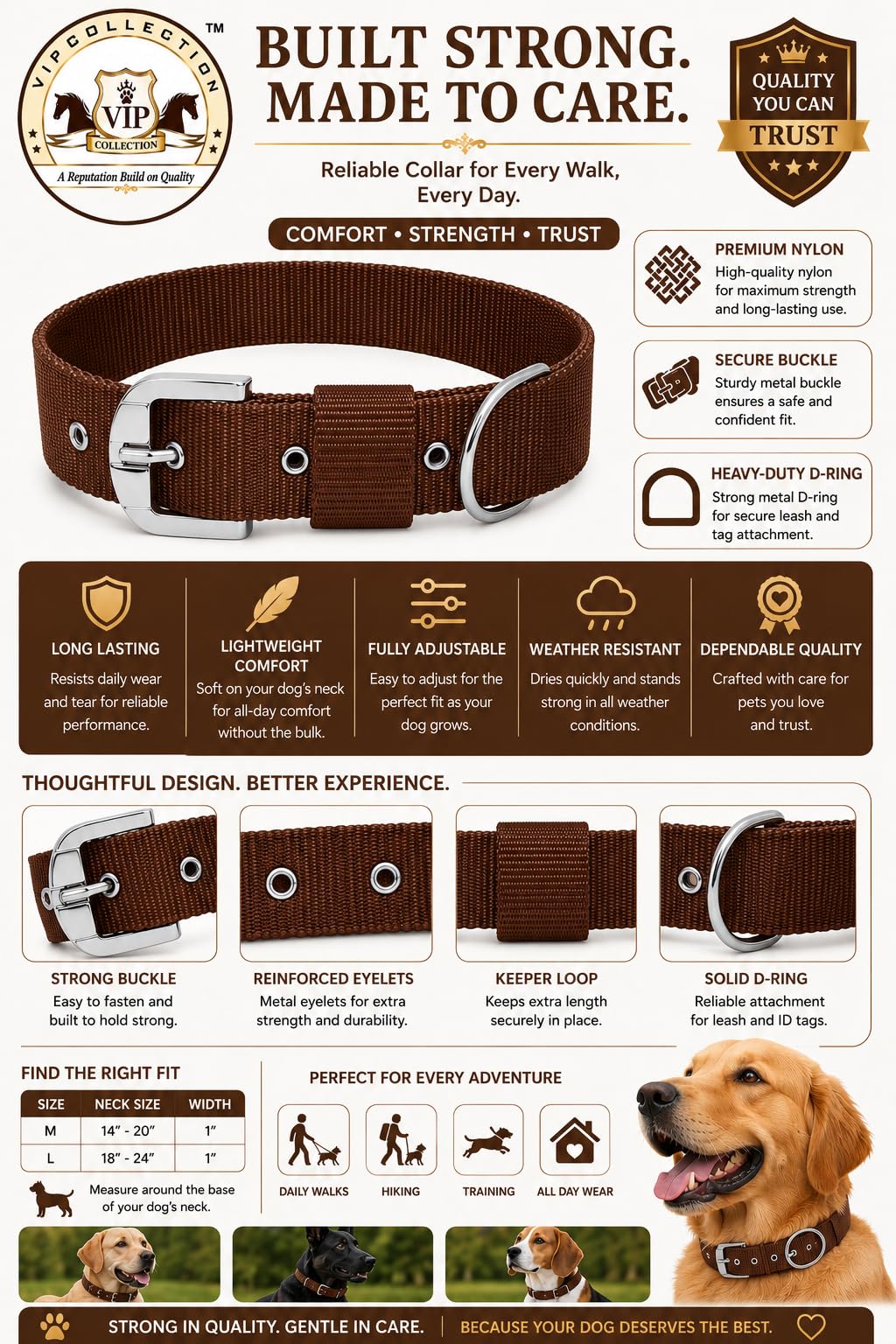 VIPCOLLECTION No Pull -Step in Soft Padded Dog Harness and Collar Leash for Small Medium Large Dogs - Escape Proof Adjustable Combo for Walking Training Hiking Outdoor (Extra Small, Brown) 1