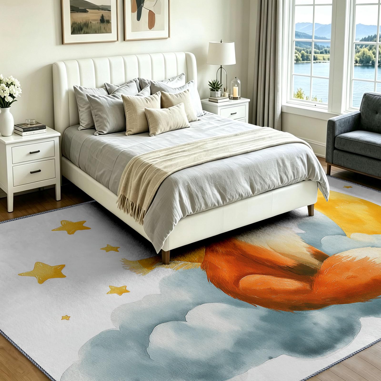 Tapis Poil Ras Salon Cartoon Apaisant Doux Moquette Chambre 80 x 150 cm