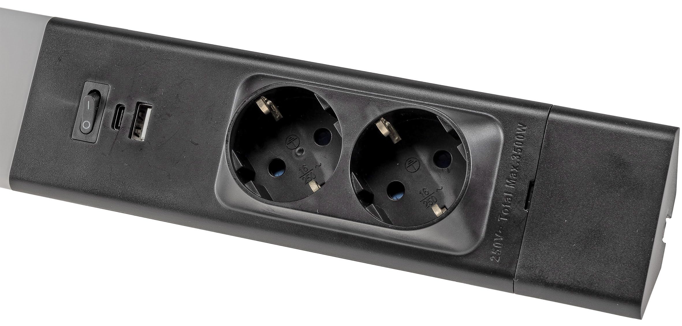 Lampada da sottopensile a LED "Arusha", lunghezza 60 cm, alluminio e plastica, corpo nero, con USB A+C, luce bianca neutra, interruttore della luce separato