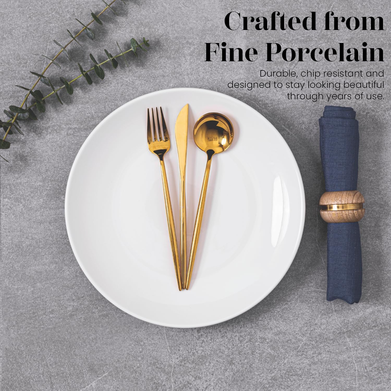 Vikko Dinner Plate, Set of 4 White Plates, Ceramic Dinner Plates Set, Stackable 11 Inch Extra Large Dinner Plates for Every Day and Special Occasion, Restaurant Style, Dishwasher Safe, Microwave Safe - Image 5