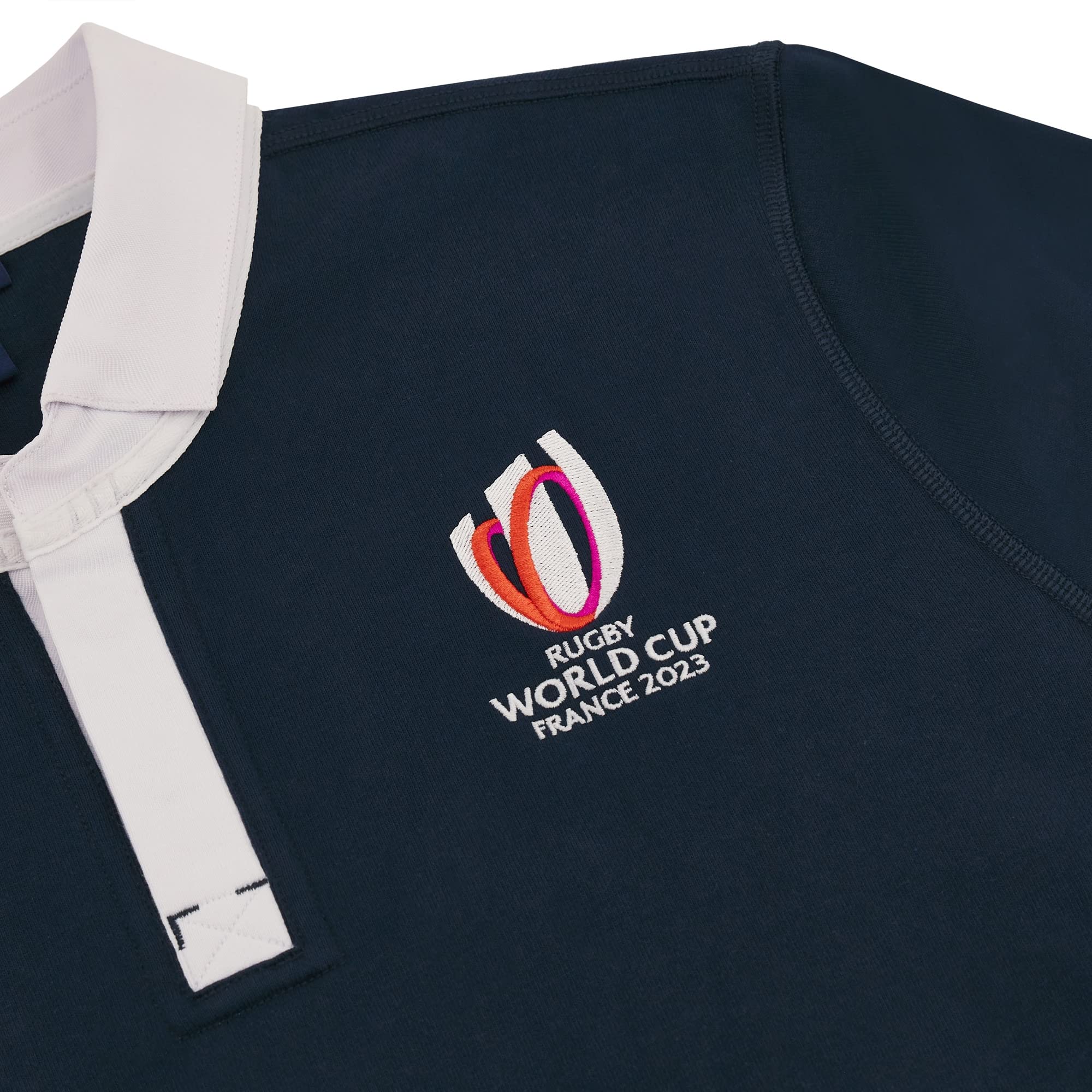 Macron RWC 2023 Rugby World Cup Cotton Polo Football Soccer T-Shirt Camiseta (Navy)