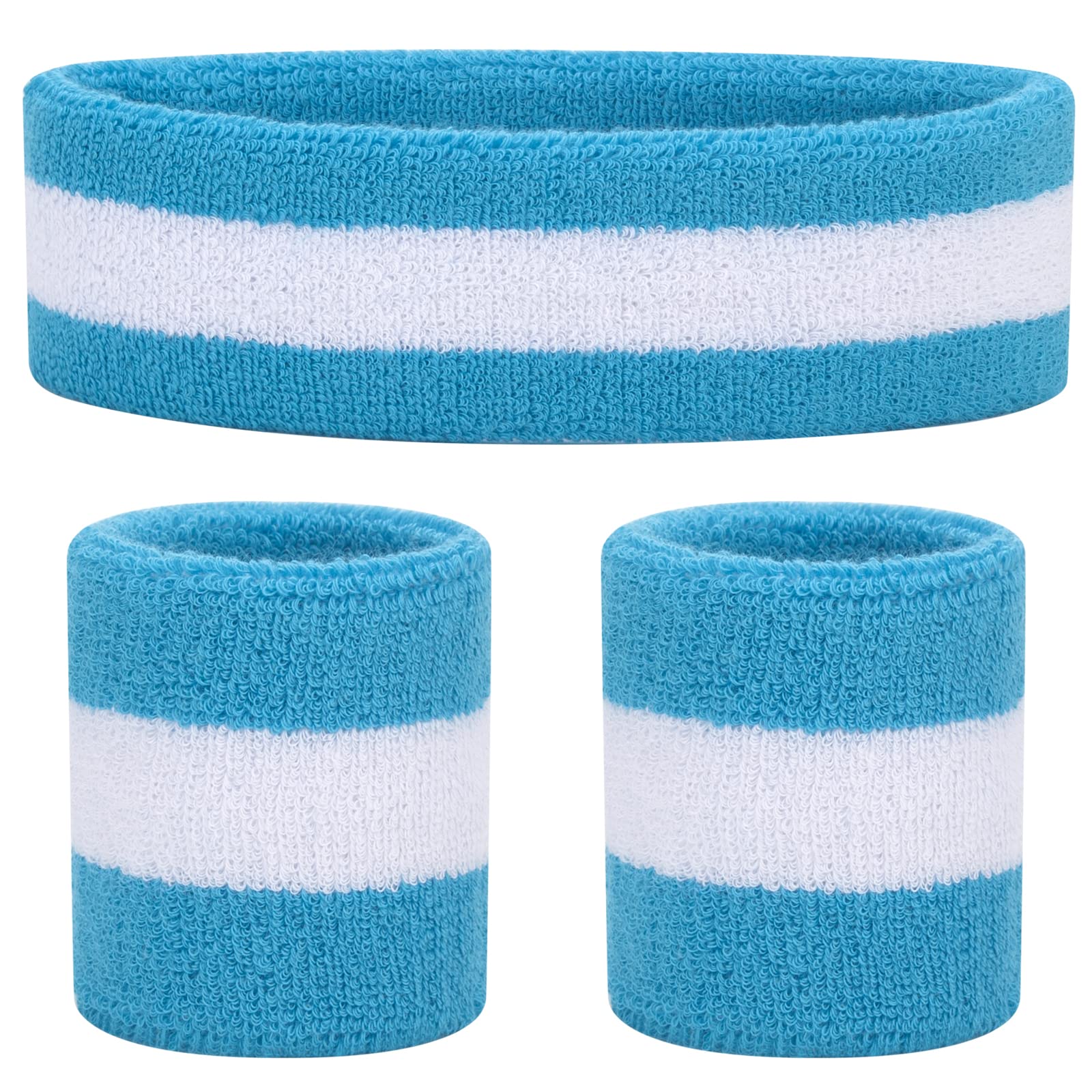 ONUPGO Kids Sweatbands Toddler Headband Wristband Set - Athletic Cotton Baby Sweat Band for Kids Youth Baby (1 Headband + 2 Wristbands)