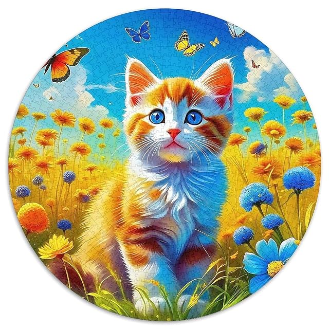 Cat 1000 Piezas Puzzle Circular Puzzle para Adultos Y Niños Regalos Originales Juegos De Puzzle Intelectual…